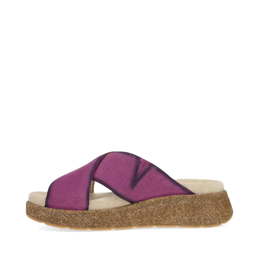 Dansko Damen Bridget Leder Plateau-Slide Sandale in Pflaumenfarbenem Glattleder