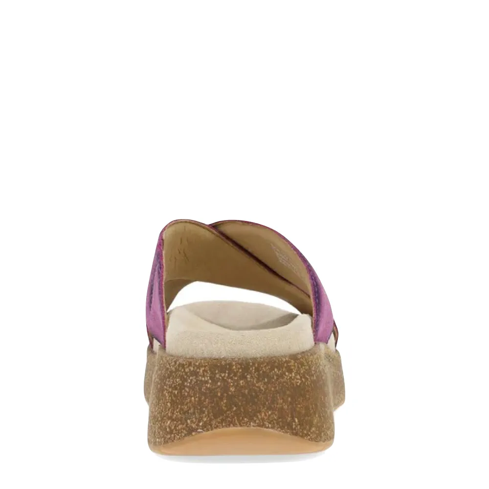 Dansko Damen Bridget Leder Plateau-Slide Sandale in Pflaumenfarbenem Glattleder