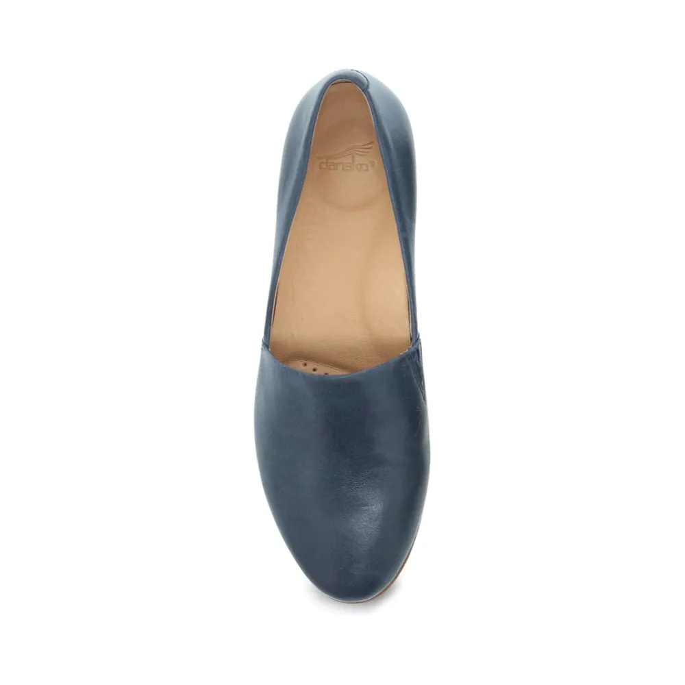 Dansko Damen Larisa Leder Flacher Schlupf-Loafer in Marineblau