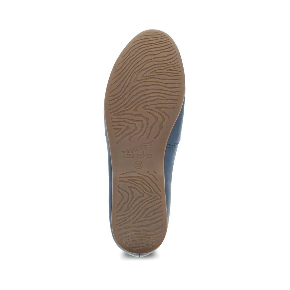 Dansko Damen Larisa Leder Flacher Schlupf-Loafer in Marineblau