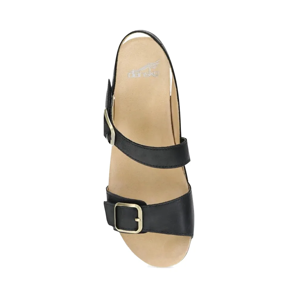 Dansko Damen Trinity Sandalette mit Absatz in Schwarz Gebürstetem Nubuk