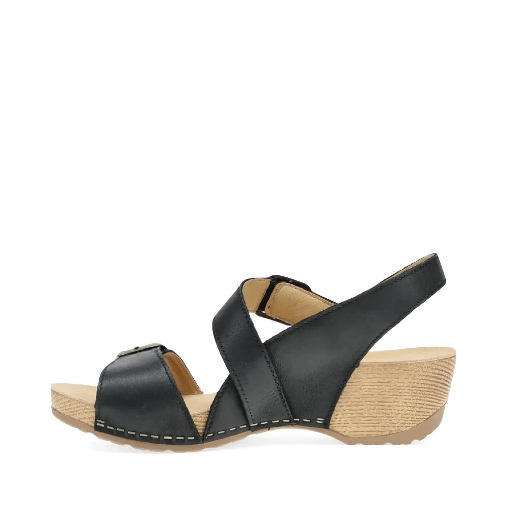 Dansko Damen Trinity Sandalette mit Absatz in Schwarz Gebürstetem Nubuk