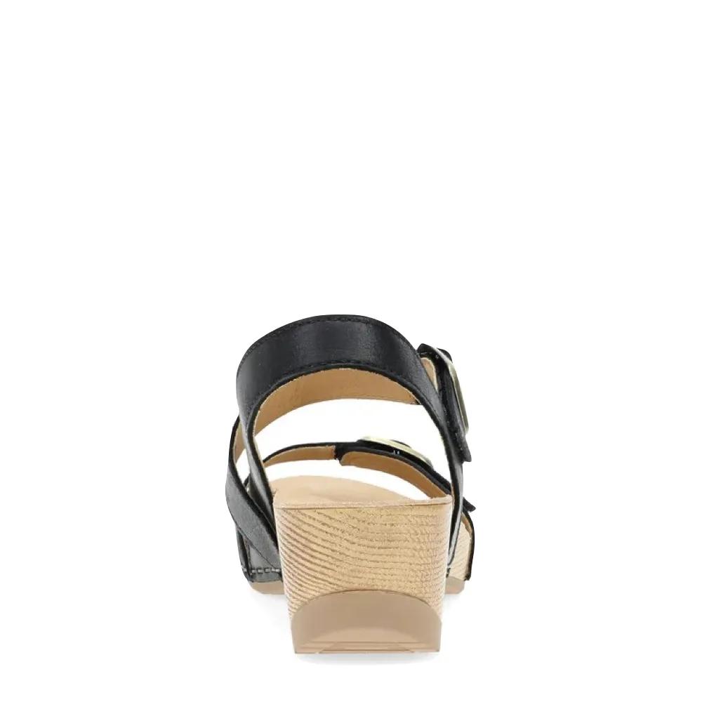 Dansko Damen Trinity Sandalette mit Absatz in Schwarz Gebürstetem Nubuk