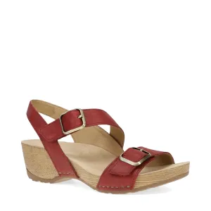 Dansko Damen Trinity Sandalette mit Absatz in Cayenne Gebürstetem Nubuk