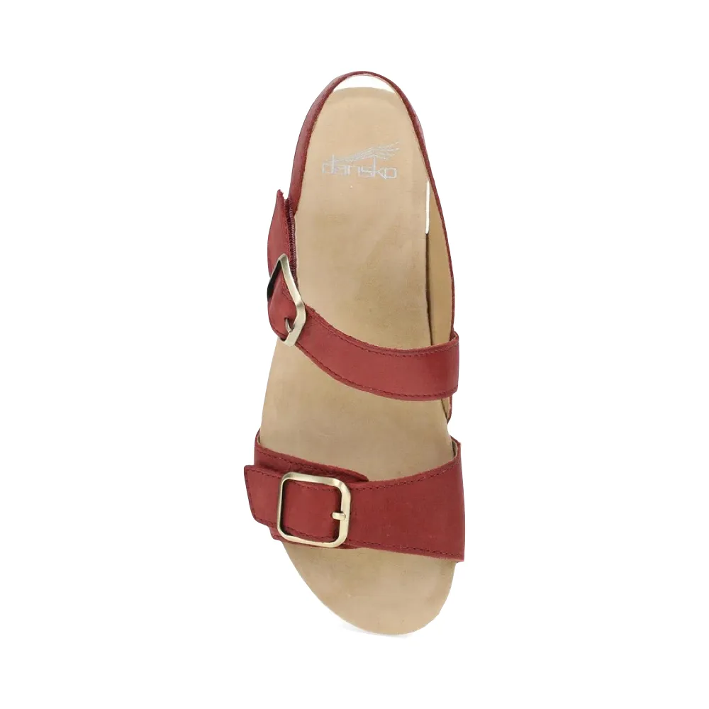 Dansko Damen Trinity Sandalette mit Absatz in Cayenne Gebürstetem Nubuk