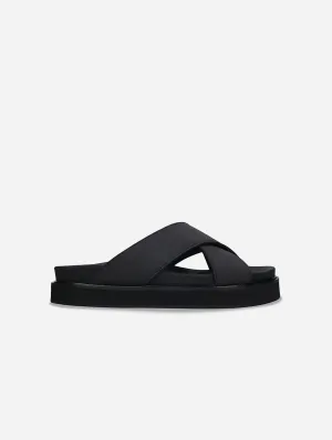 Davu Unisex Vegane Mikrofaser Cross-Plattform-Sandalen | Schwarz