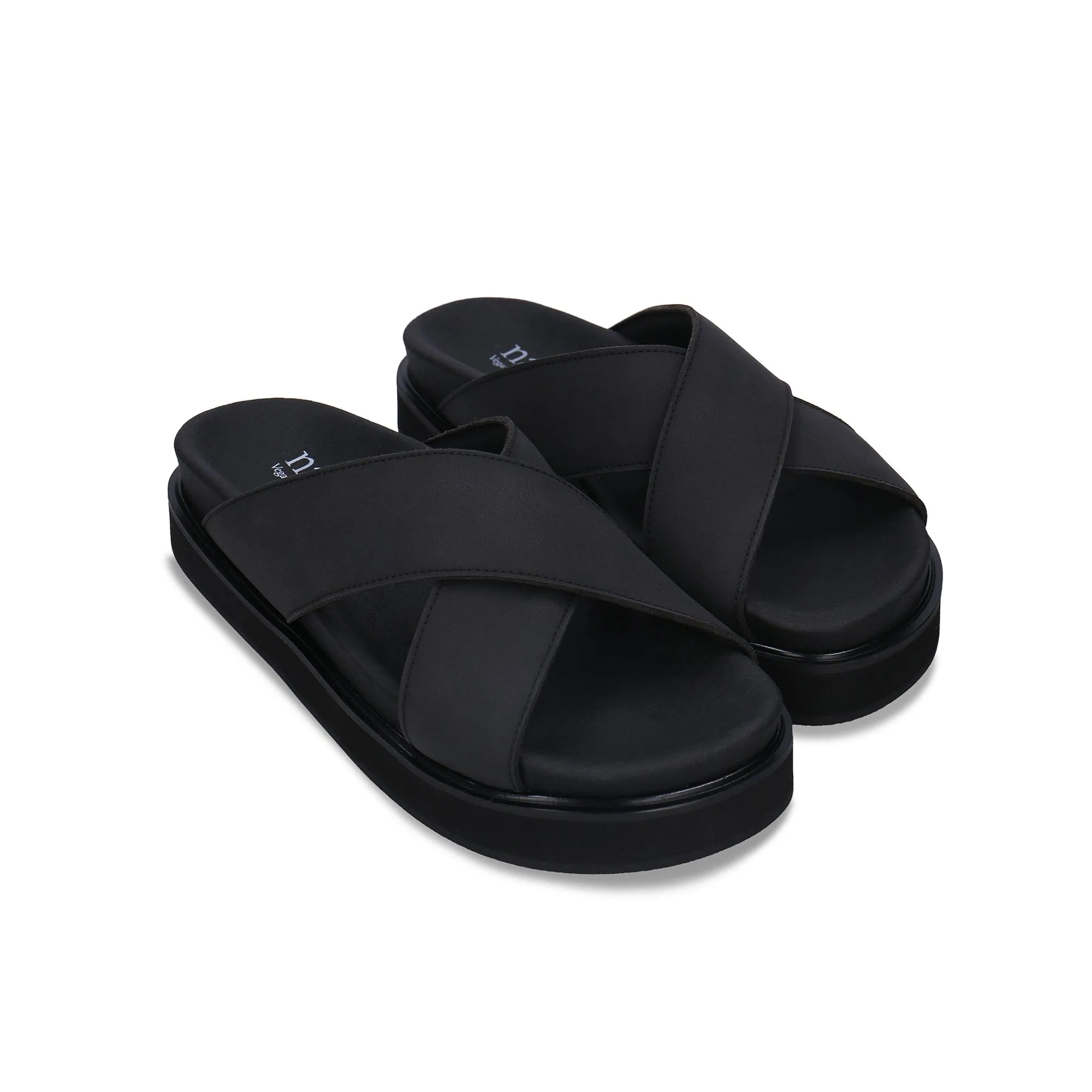 Davu Unisex Vegane Mikrofaser Cross-Plattform-Sandalen | Schwarz