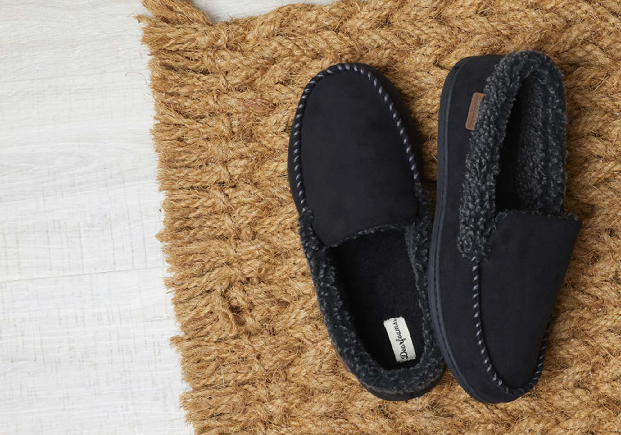 Dearfoam Herren Eli Mikrovelours Mokassins mit Whipstitch Hausschuhen Dearfoams Schuhe