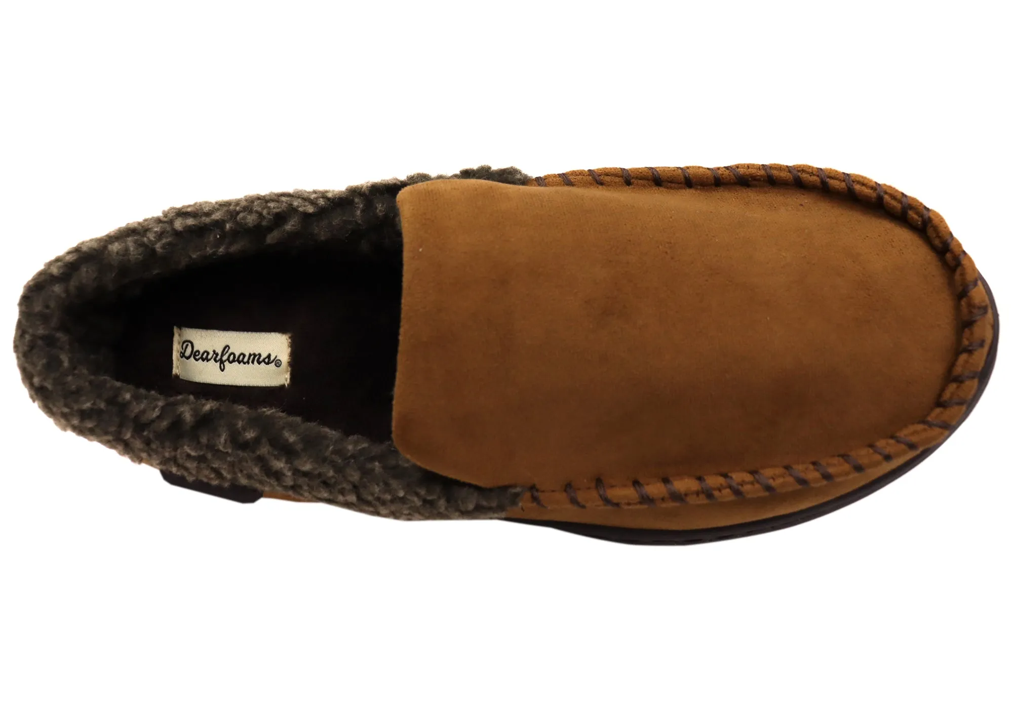 Dearfoam Herren Eli Mikrovelours Mokassins mit Whipstitch Hausschuhen Dearfoams Schuhe