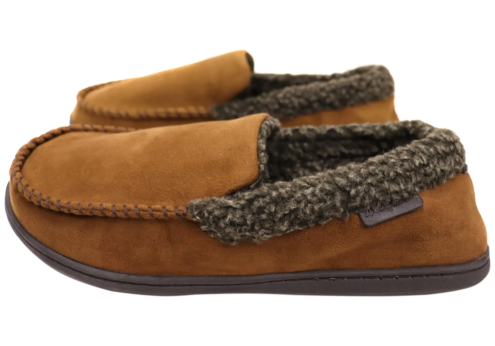 Dearfoam Herren Eli Mikrovelours Mokassins mit Whipstitch Hausschuhen Dearfoams Schuhe