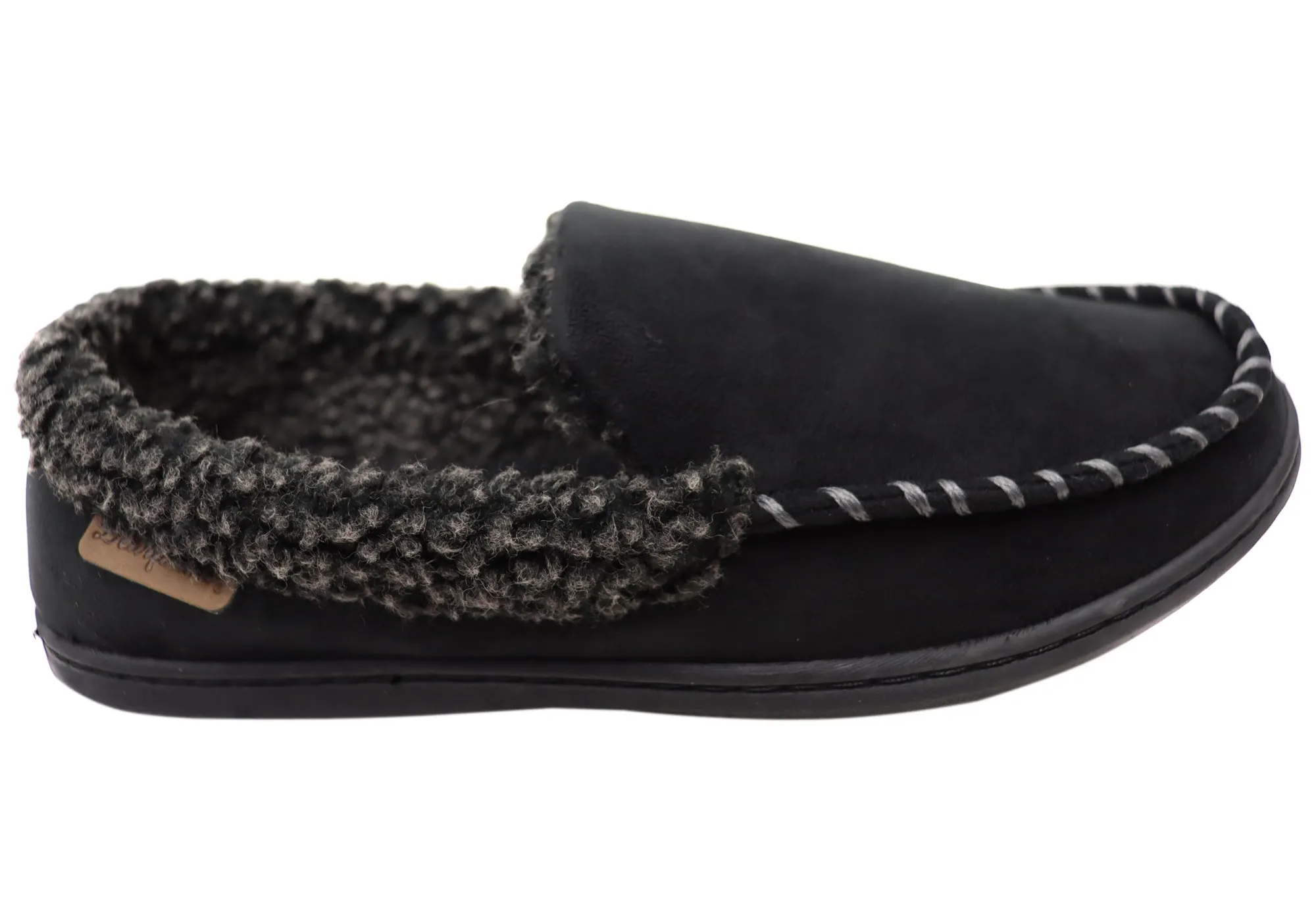Dearfoam Herren Eli Mikrovelours Mokassins mit Whipstitch Hausschuhen Dearfoams Schuhe