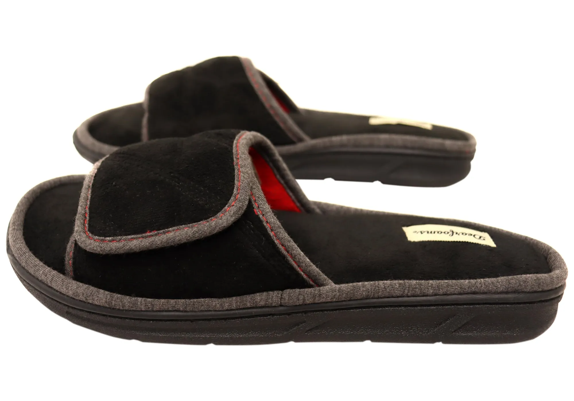 Dearfoams Herren Cooper Steppterry Hausschuhe mit verstellbarem Riemen Dearfoams Schuhe