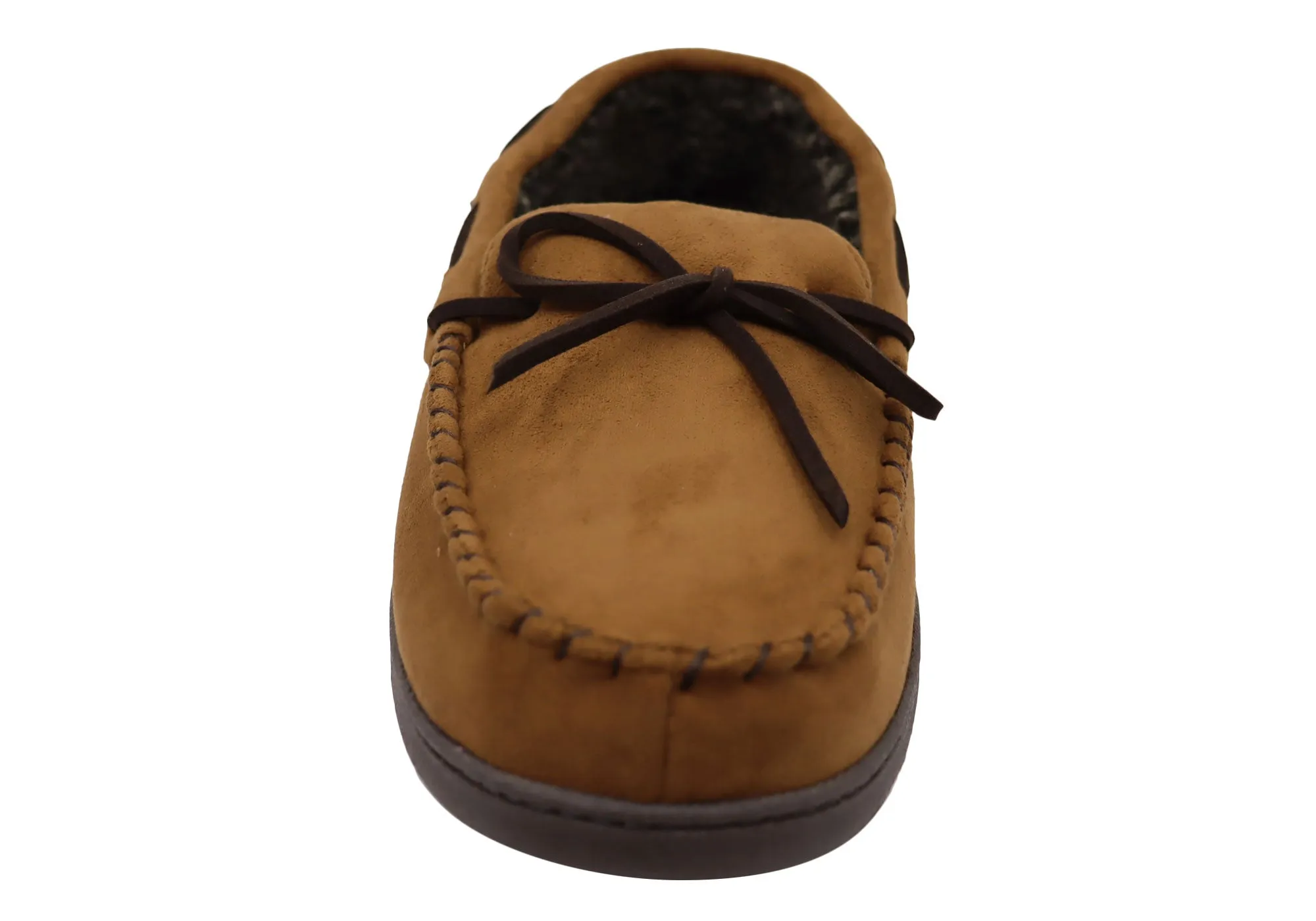 Dearfoams Herren Toby Mikrovelours Mokassin mit Whipstitch & Schnürung Hausschuhe Dearfoams Schuhe
