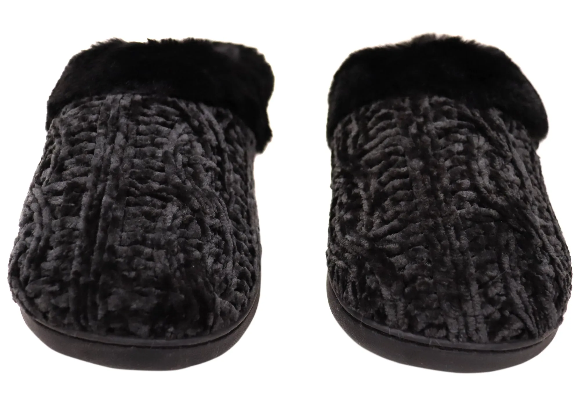 Dearfoams Damen Bequeme Claire Melierte Chenille Strick Pantoffeln Dearfoams Schuhe