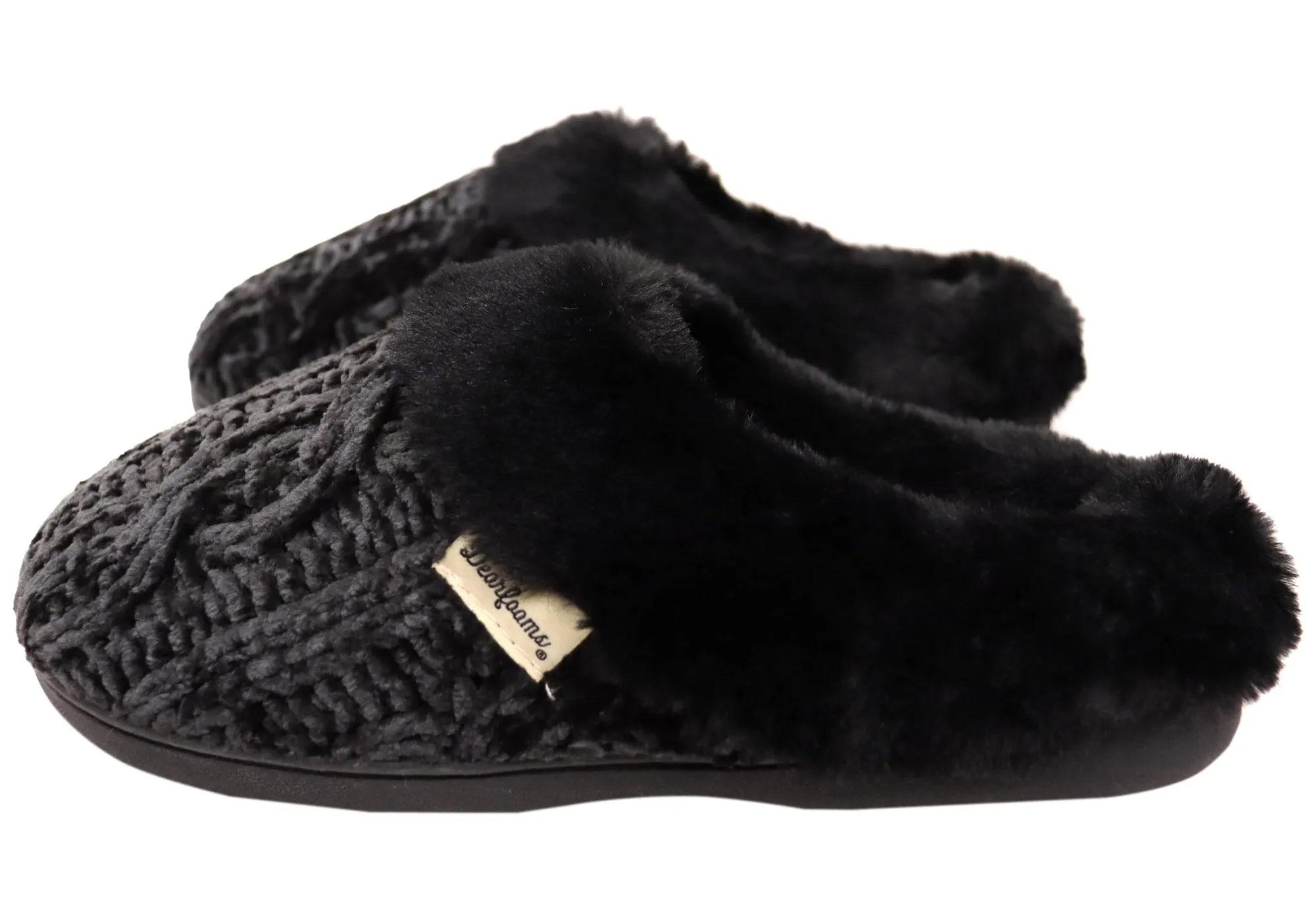Dearfoams Damen Bequeme Claire Melierte Chenille Strick Pantoffeln Dearfoams Schuhe