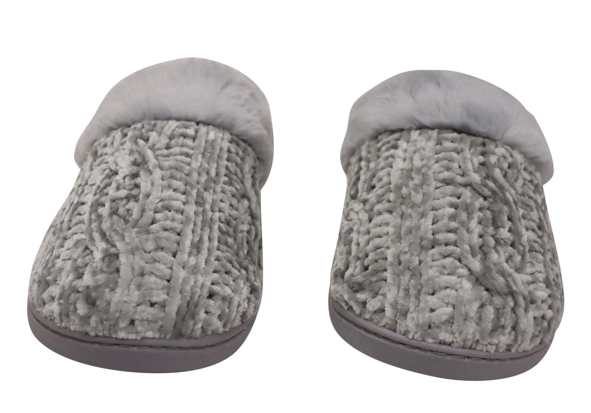 Dearfoams Damen Bequeme Claire Melierte Chenille Strick Pantoffeln Dearfoams Schuhe