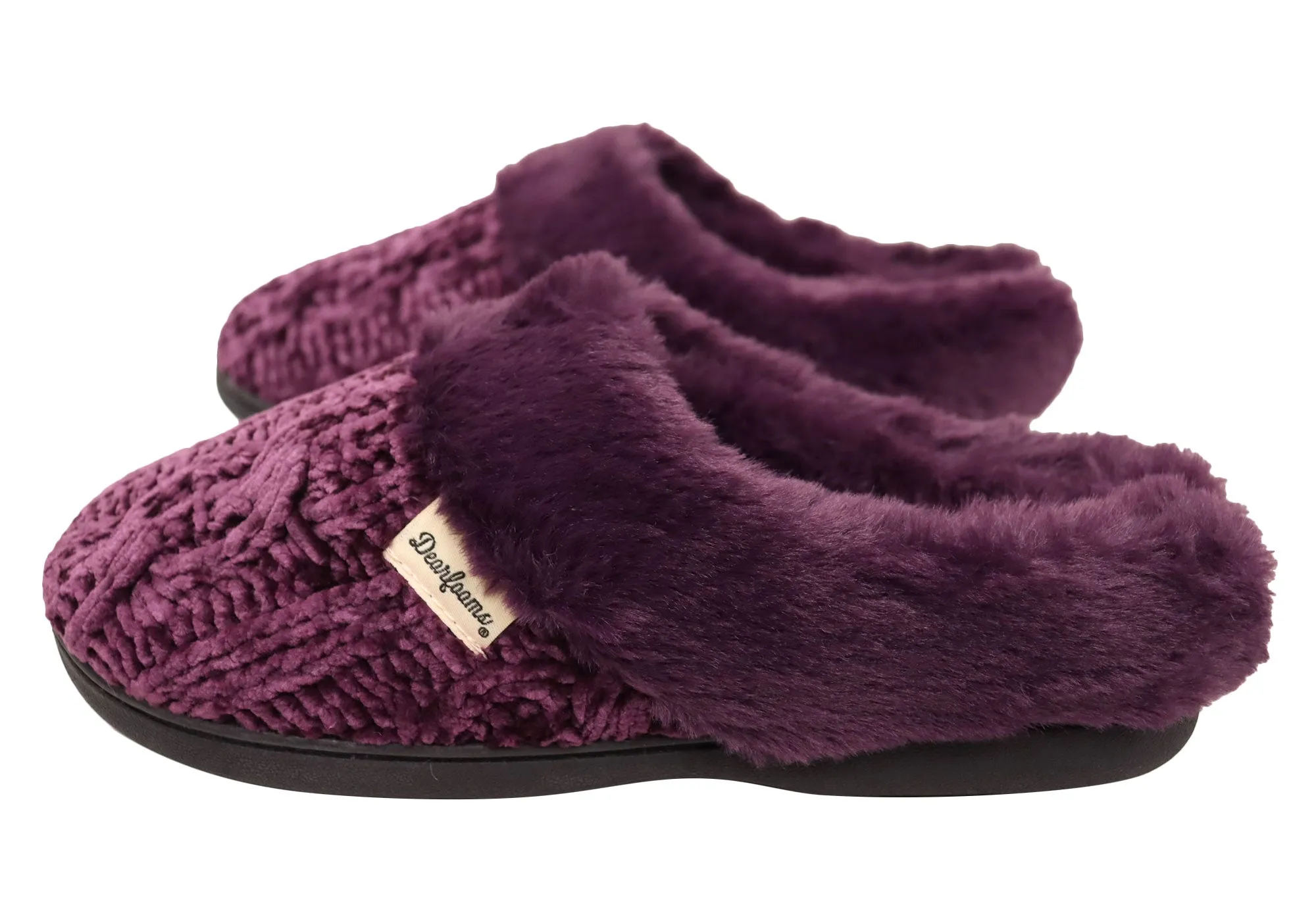 Dearfoams Damen Bequeme Claire Melierte Chenille Strick Pantoffeln Dearfoams Schuhe