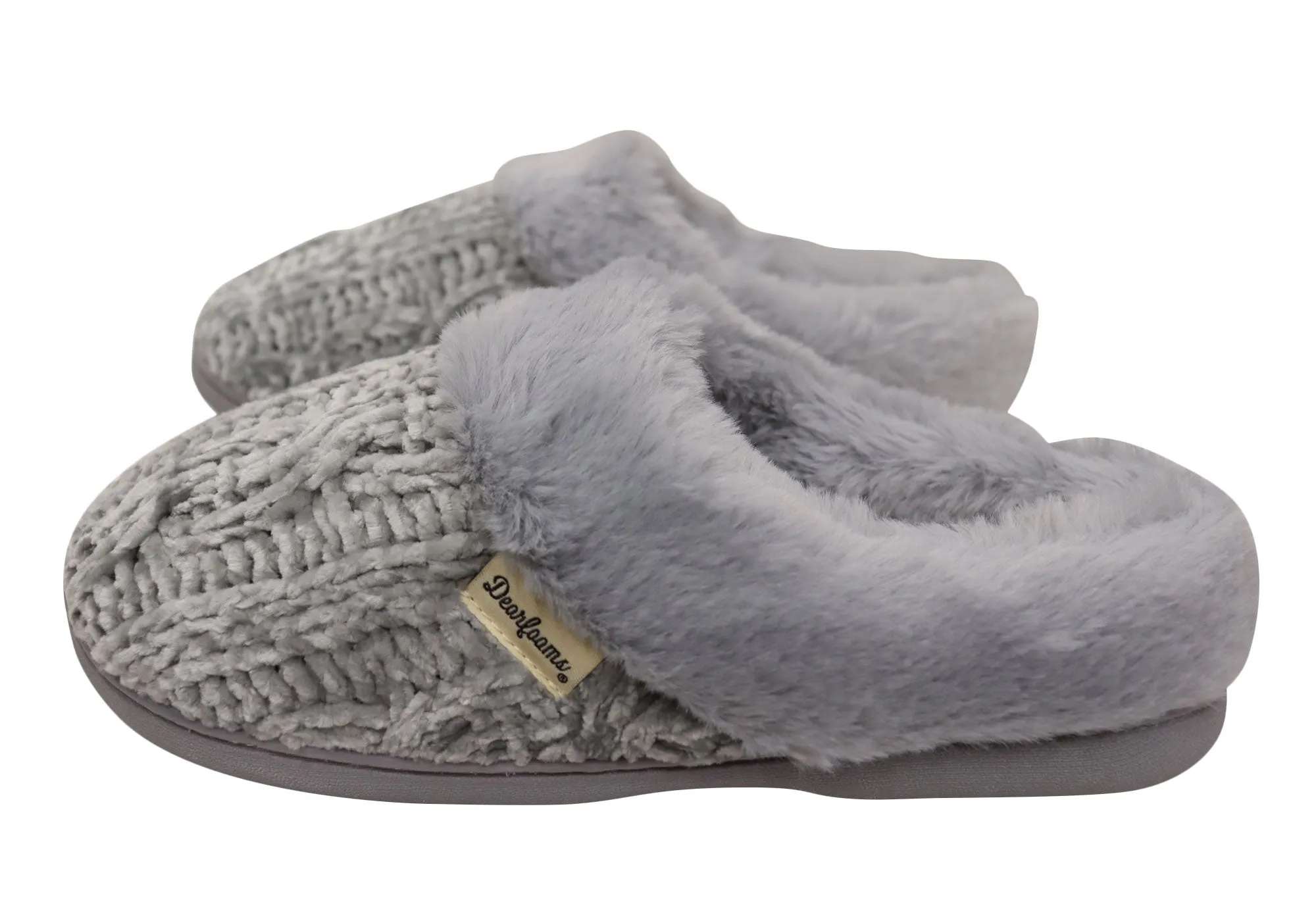 Dearfoams Damen Bequeme Claire Melierte Chenille Strick Pantoffeln Dearfoams Schuhe