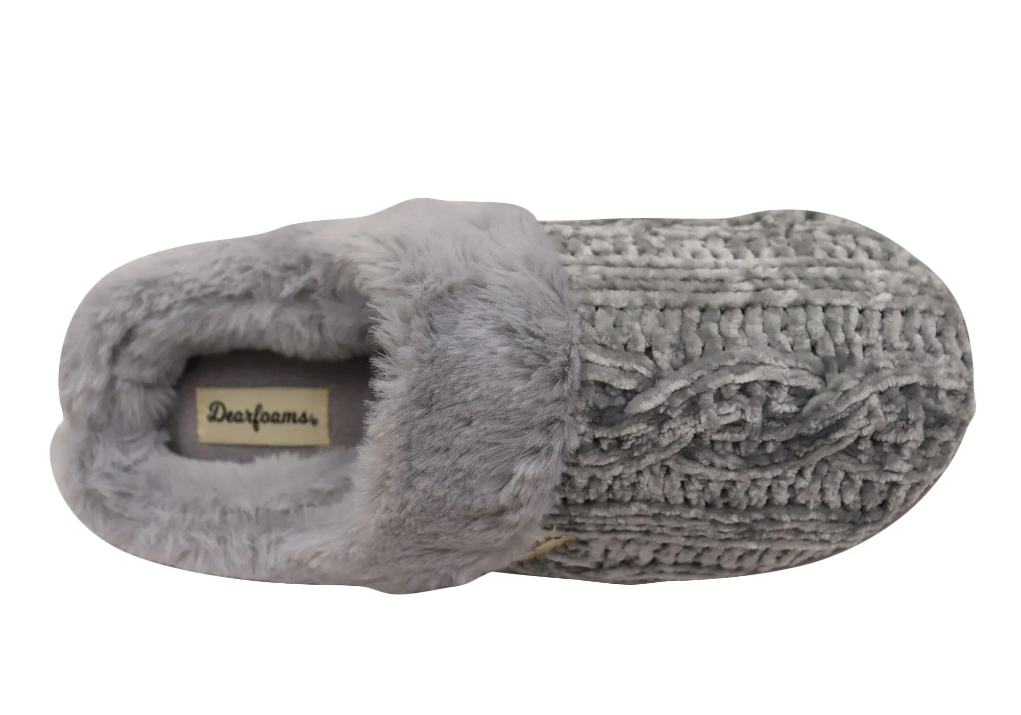 Dearfoams Damen Bequeme Claire Melierte Chenille Strick Pantoffeln Dearfoams Schuhe