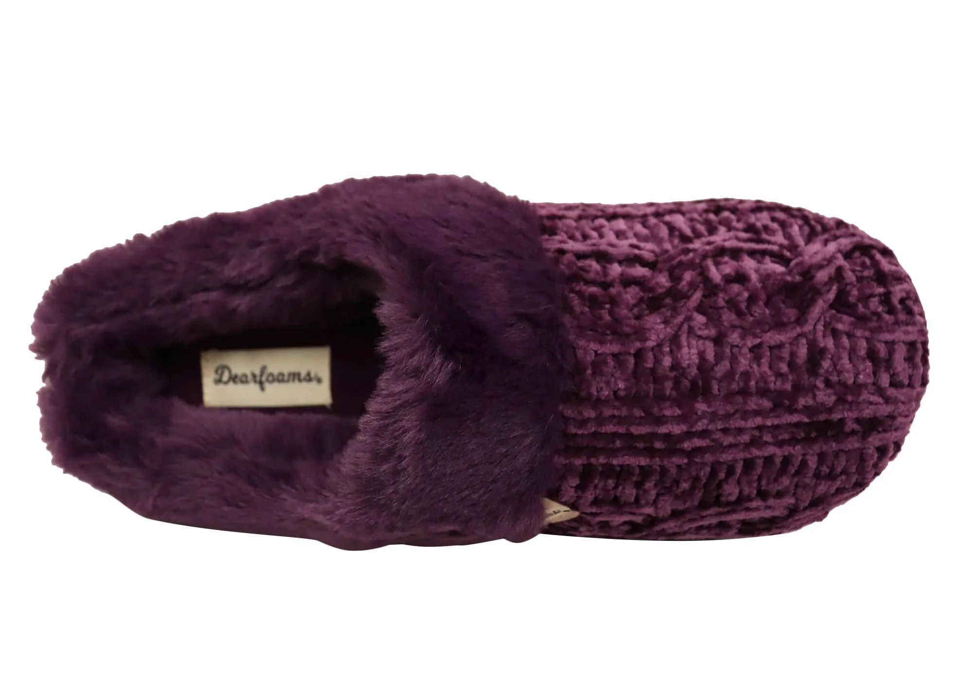 Dearfoams Damen Bequeme Claire Melierte Chenille Strick Pantoffeln Dearfoams Schuhe