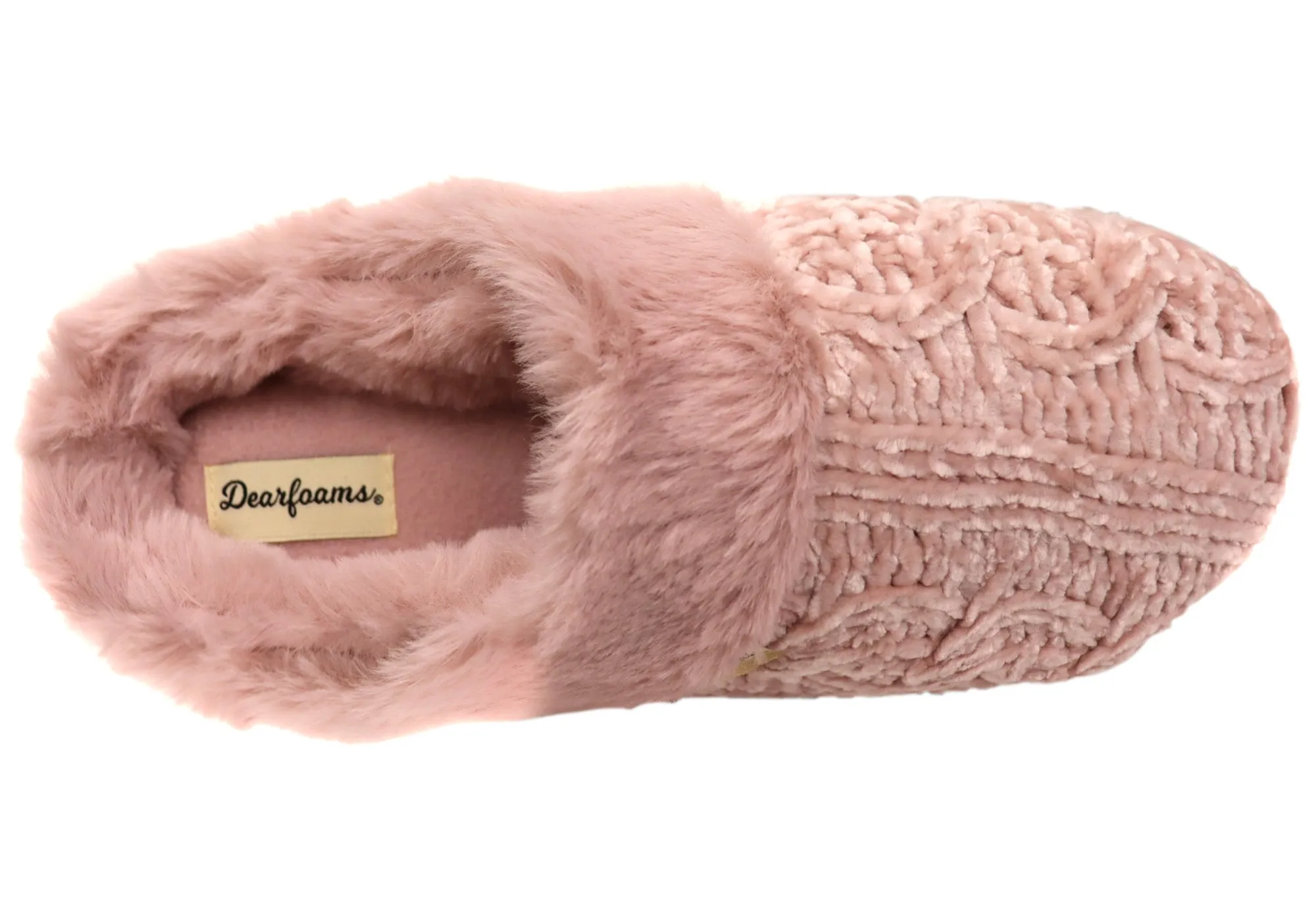 Dearfoams Damen Bequeme Claire Melierte Chenille Strick Pantoffeln Dearfoams Schuhe