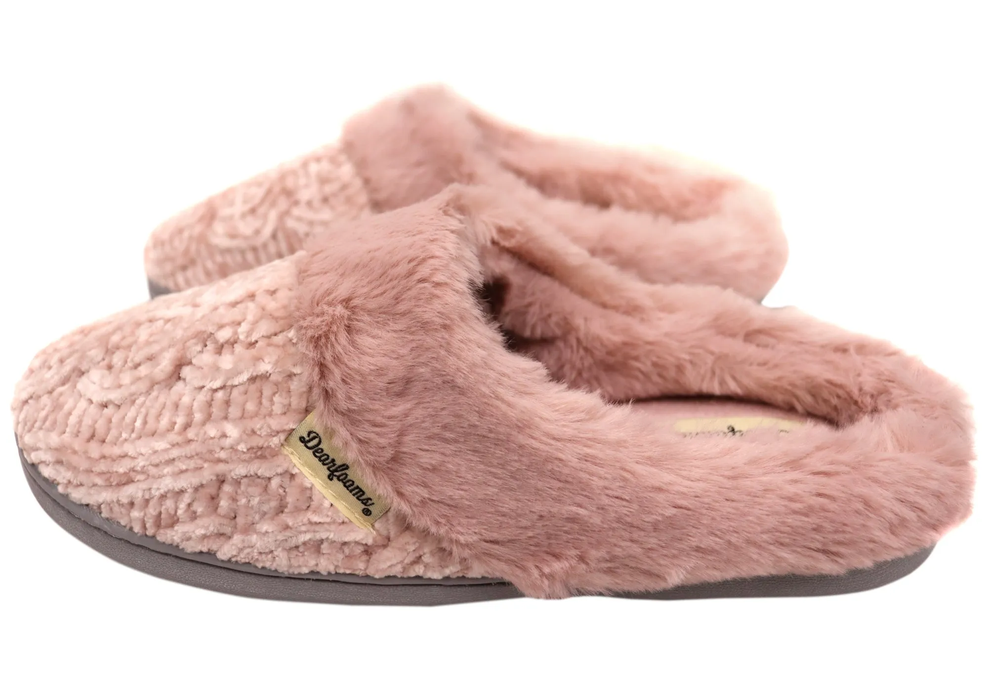 Dearfoams Damen Bequeme Claire Melierte Chenille Strick Pantoffeln Dearfoams Schuhe