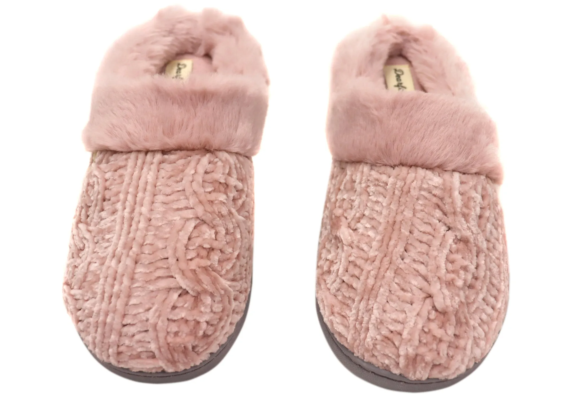 Dearfoams Damen Bequeme Claire Melierte Chenille Strick Pantoffeln Dearfoams Schuhe