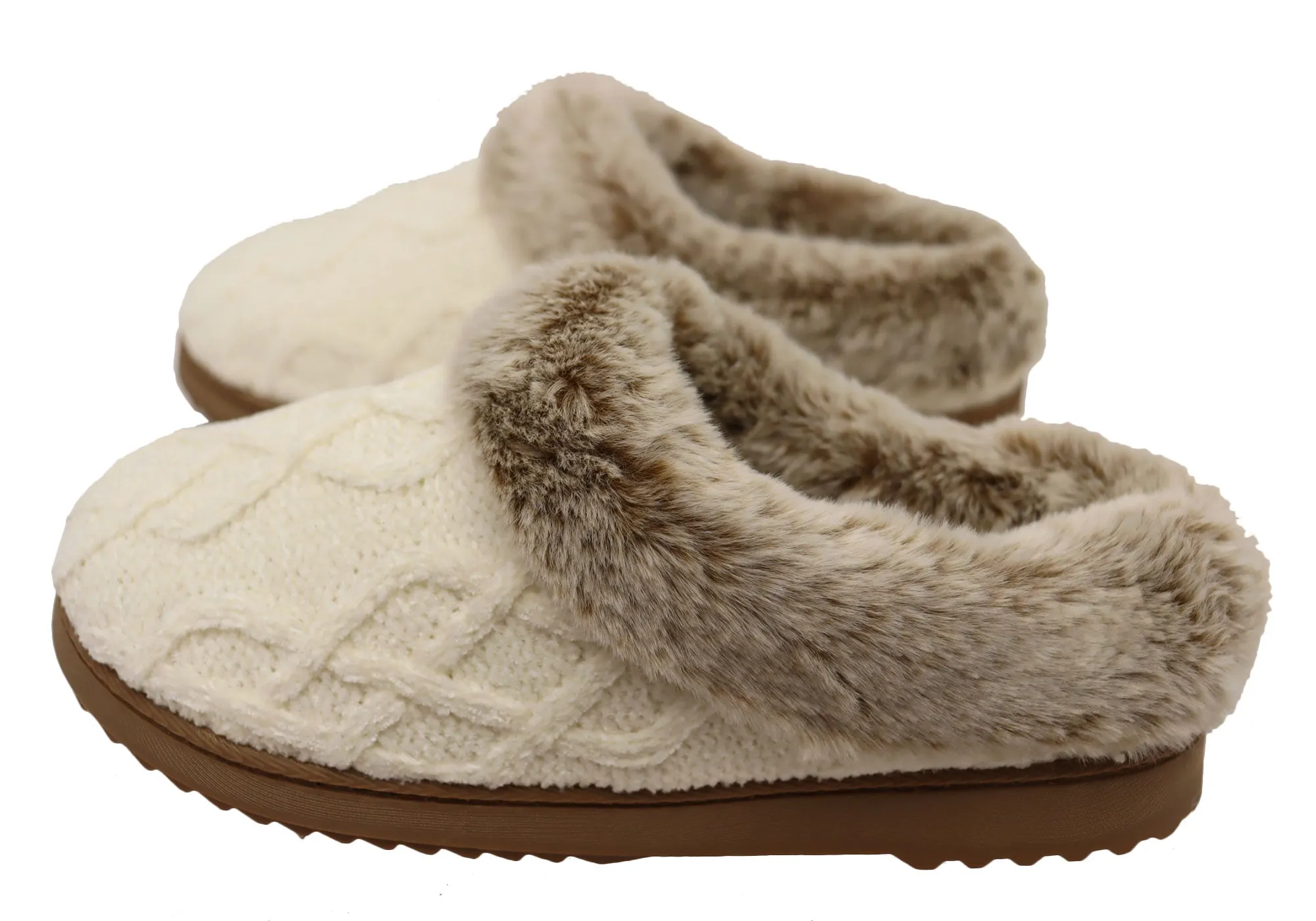 Dearfoams Damen Bequeme Hannah Chenille Strick Clogs Hausschuhe Dearfoams Schuhe