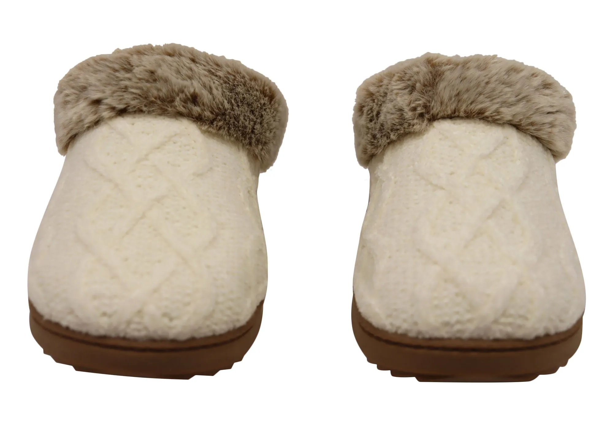 Dearfoams Damen Bequeme Hannah Chenille Strick Clogs Hausschuhe Dearfoams Schuhe
