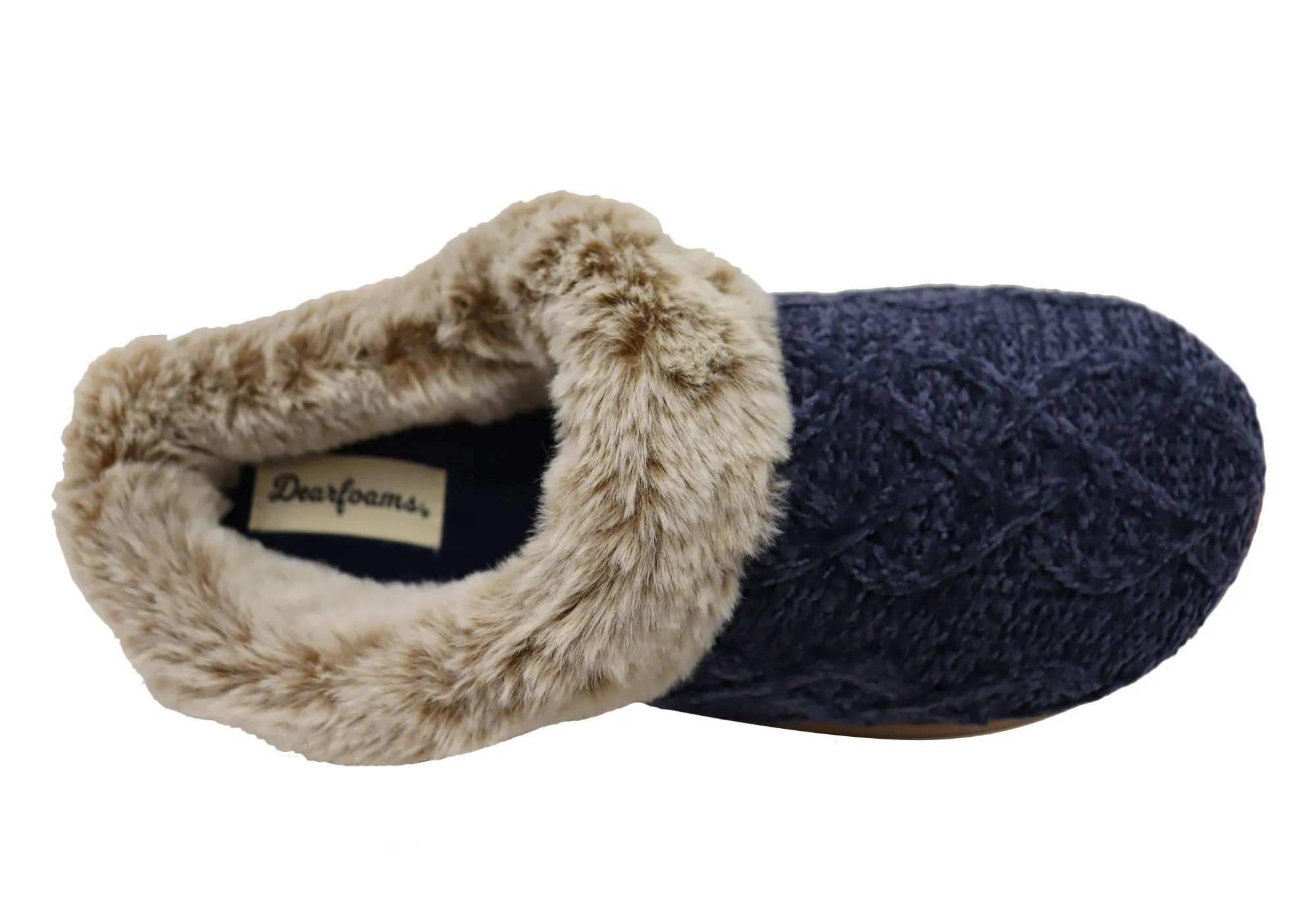 Dearfoams Damen Bequeme Hannah Chenille Strick Clogs Hausschuhe Dearfoams Schuhe
