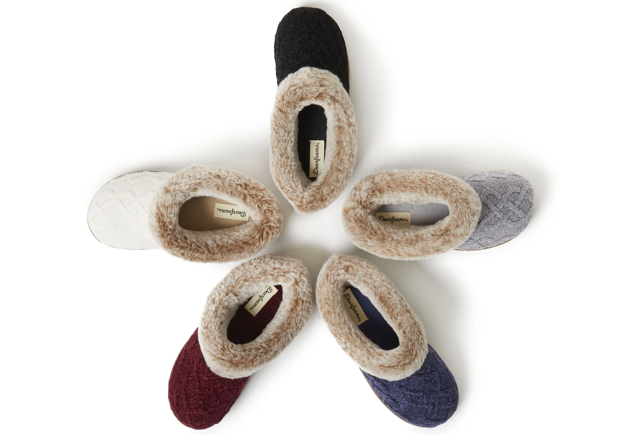 Dearfoams Damen Bequeme Hannah Chenille Strick Clogs Hausschuhe Dearfoams Schuhe