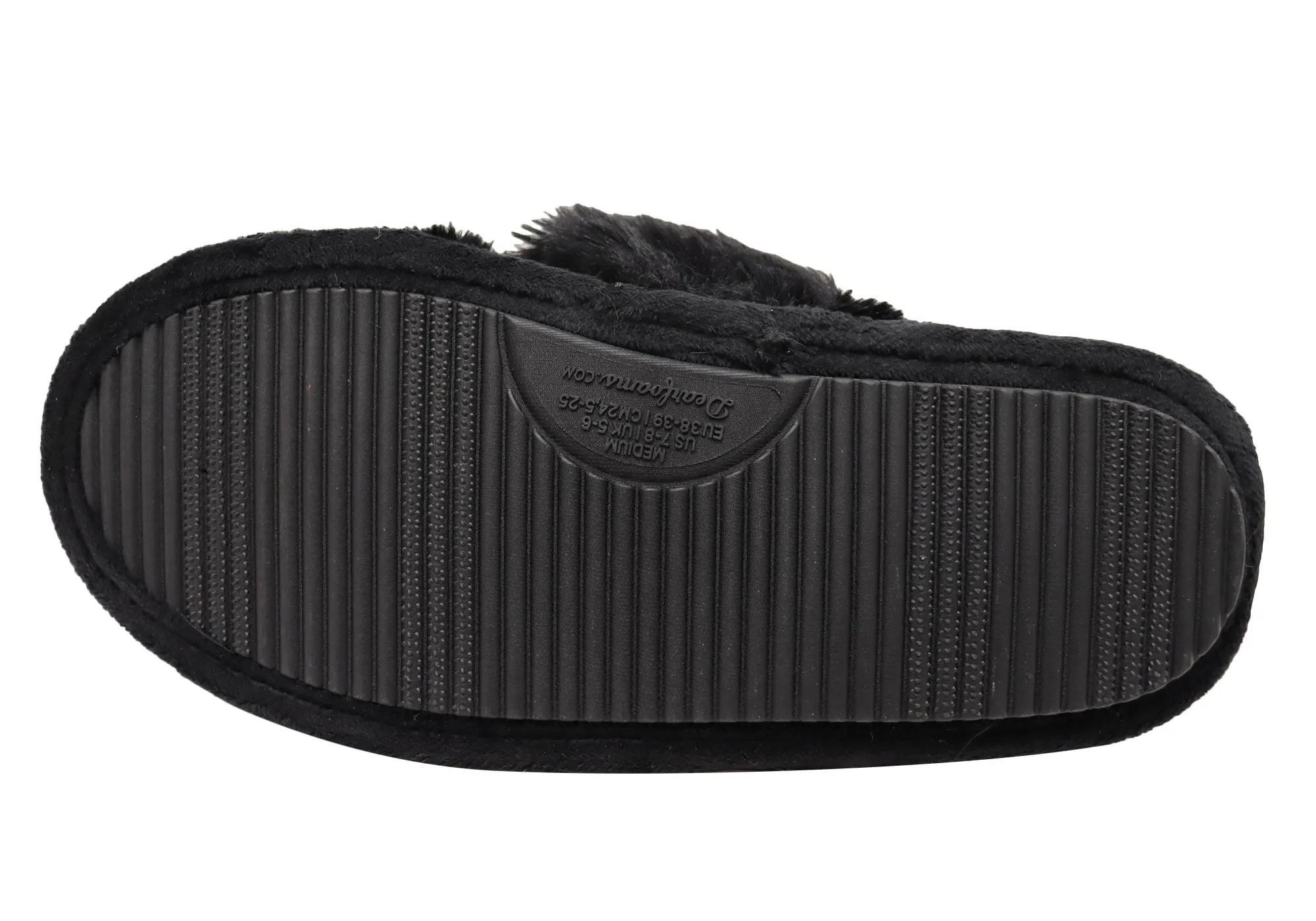 Dearfoams Damen Bequeme Jessica Pelz-Crossband-Slipper Dearfoams Schuhe