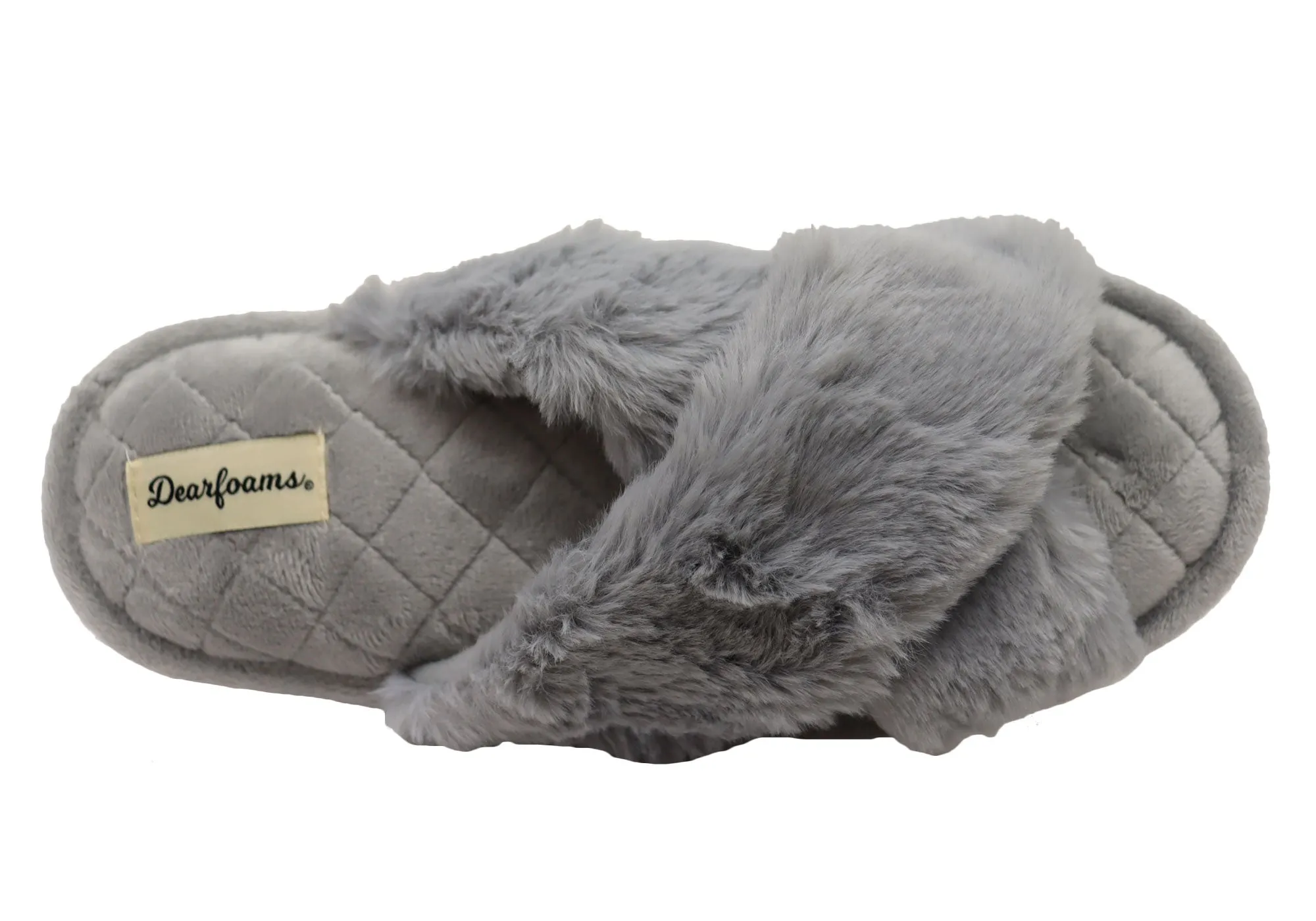 Dearfoams Damen Bequeme Jessica Pelz-Crossband-Slipper Dearfoams Schuhe