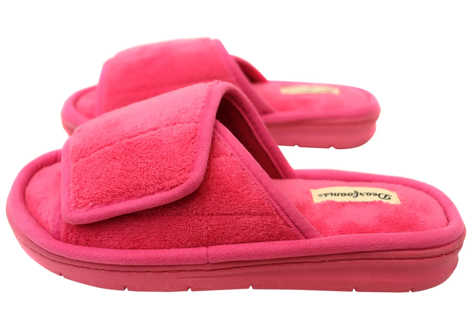 Dearfoams Damen Bequeme Mickey Terry Verstellbare Schlupfhausschuhe Dearfoams Schuhe