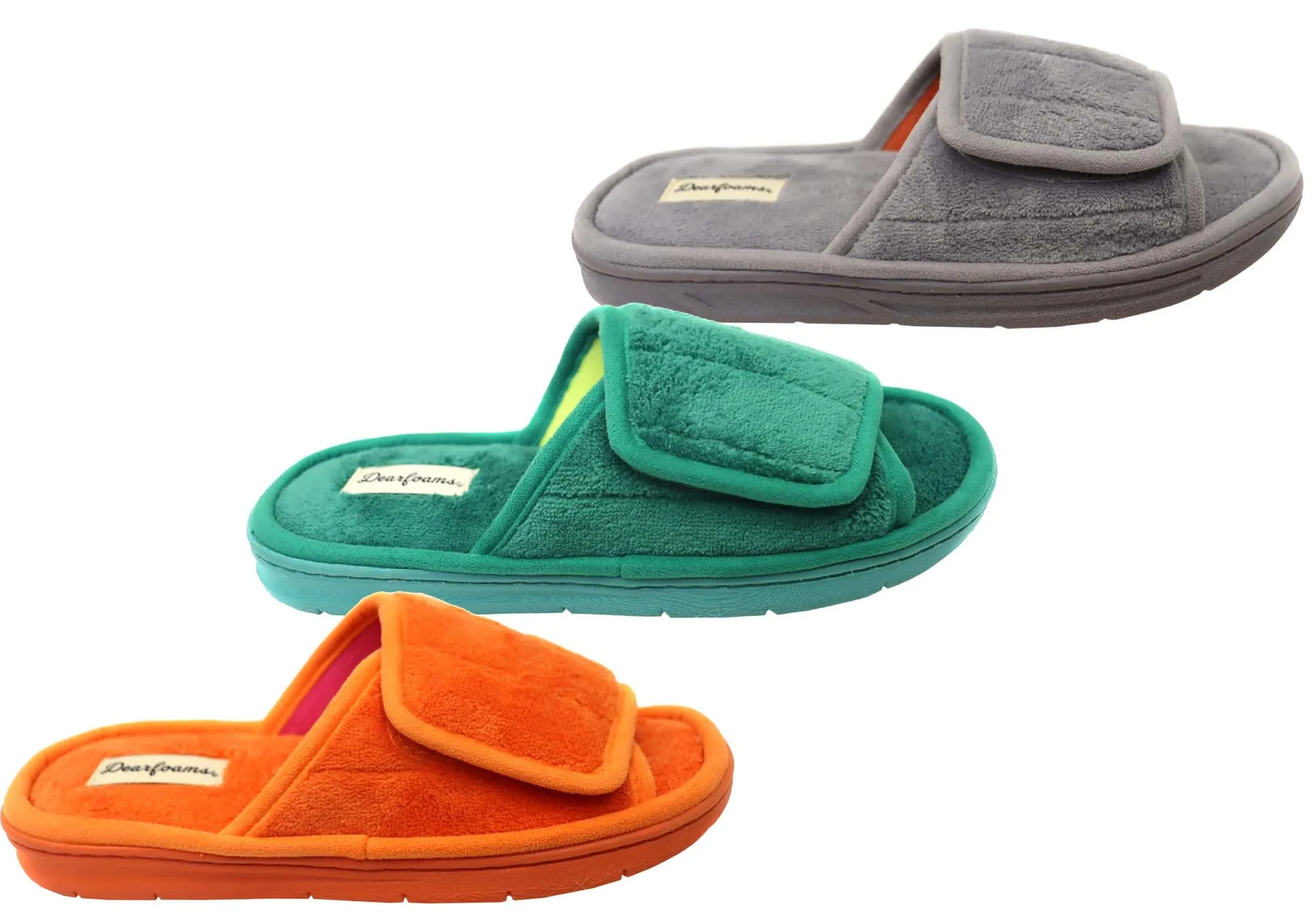 Dearfoams Damen Bequeme Mickey Terry Verstellbare Schlupfhausschuhe Dearfoams Schuhe