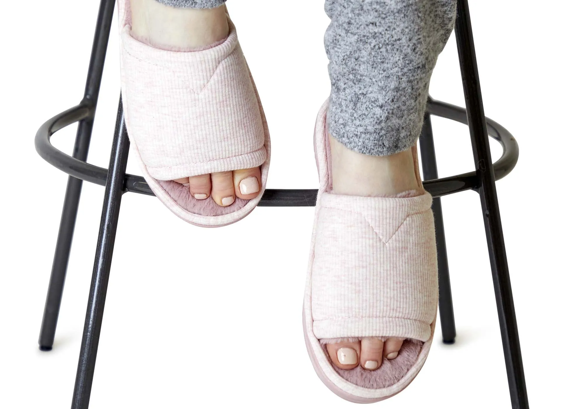 Dearfoams Damen Demi Rippstrick Slide Bequeme Zehenfreie Hausschuhe Dearfoams Schuhe