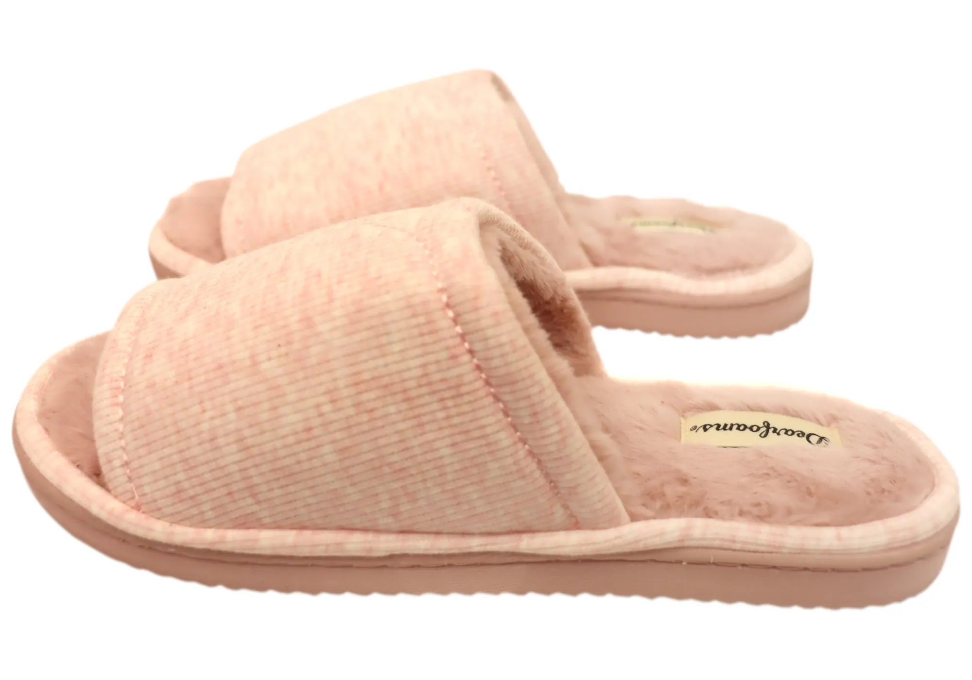 Dearfoams Damen Demi Rippstrick Slide Bequeme Zehenfreie Hausschuhe Dearfoams Schuhe