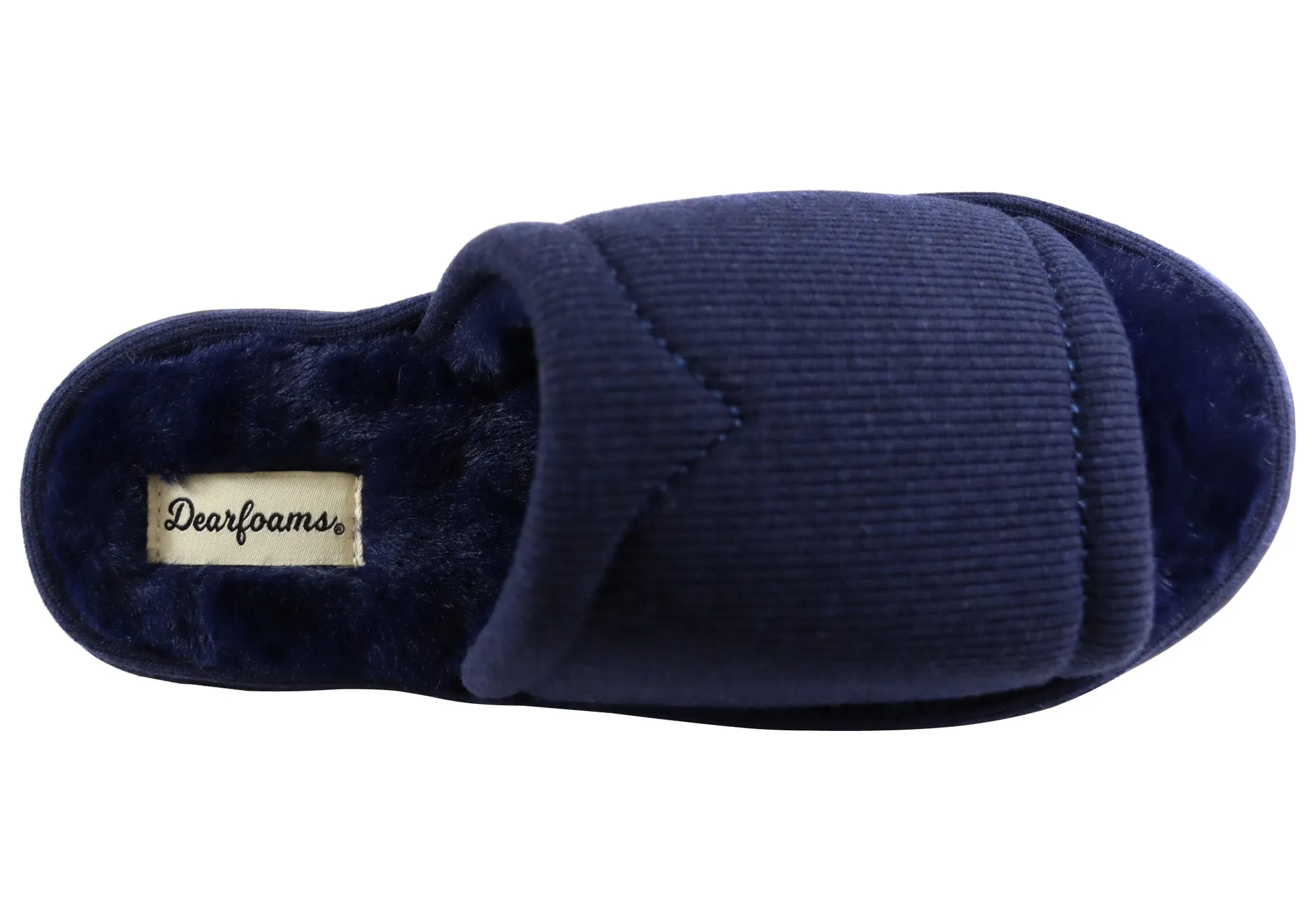 Dearfoams Damen Demi Rippstrick Slide Bequeme Zehenfreie Hausschuhe Dearfoams Schuhe