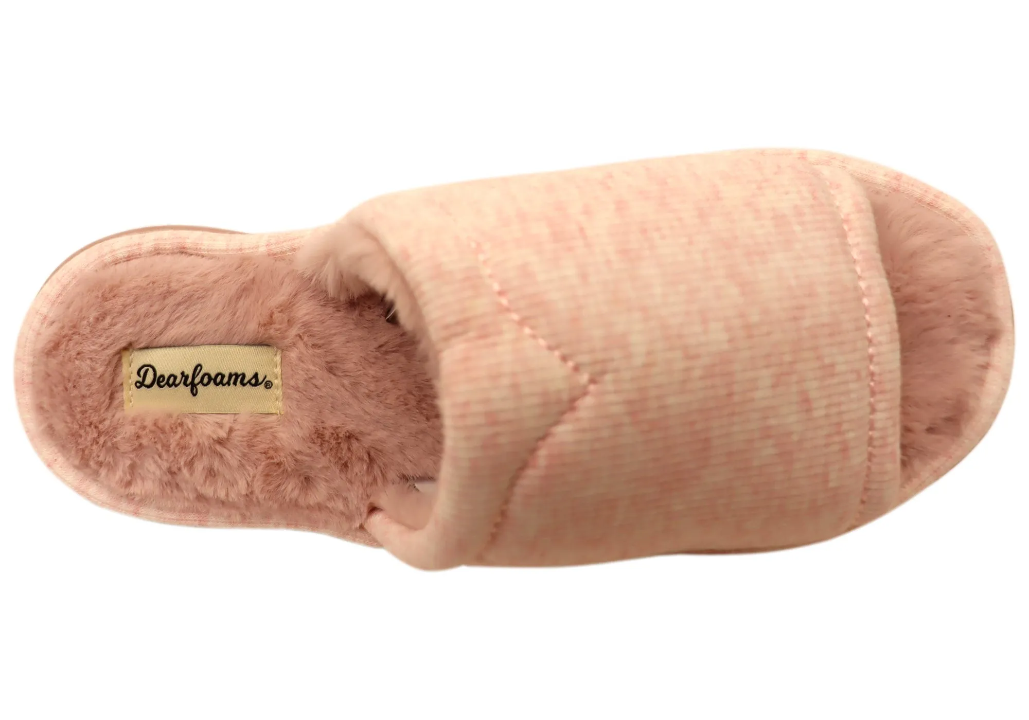 Dearfoams Damen Demi Rippstrick Slide Bequeme Zehenfreie Hausschuhe Dearfoams Schuhe