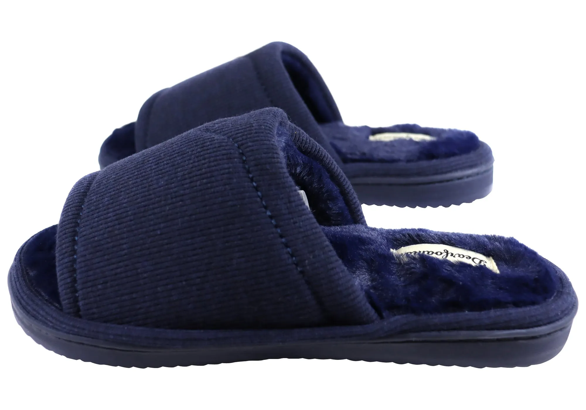 Dearfoams Damen Demi Rippstrick Slide Bequeme Zehenfreie Hausschuhe Dearfoams Schuhe