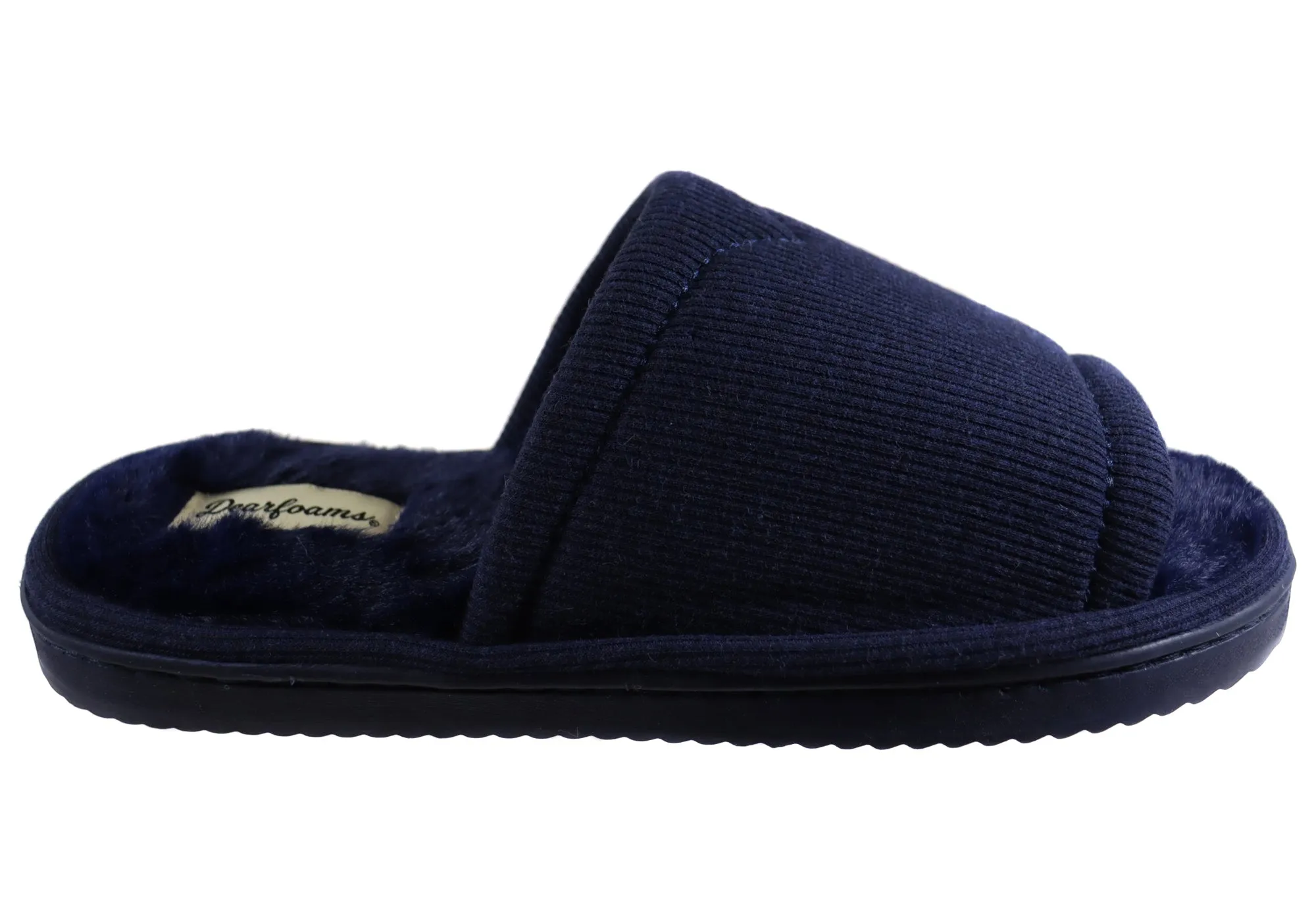 Dearfoams Damen Demi Rippstrick Slide Bequeme Zehenfreie Hausschuhe Dearfoams Schuhe