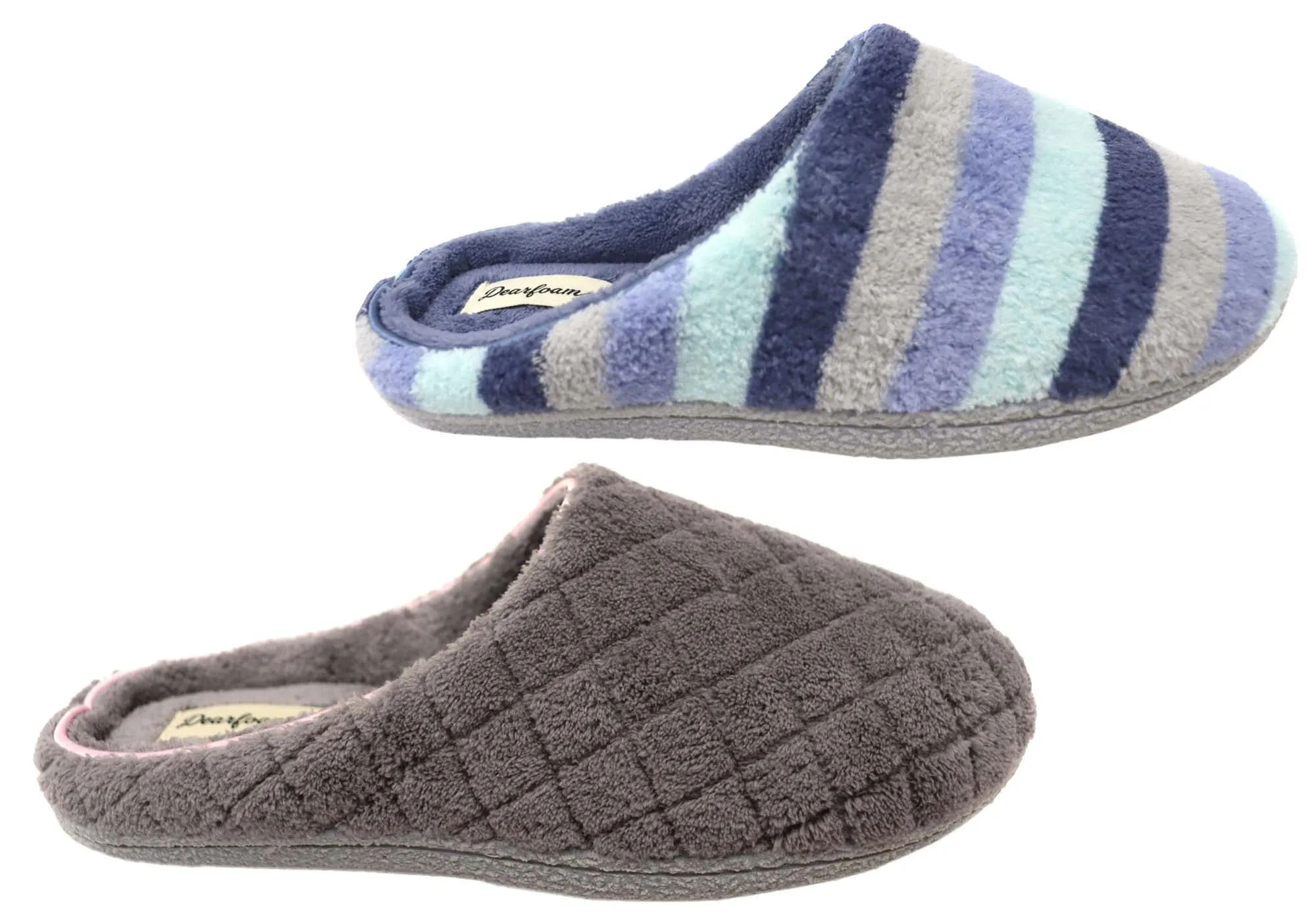 Dearfoams Damen Leslie Steppterry Clogs Weite Passform Hausschuhe Dearfoams Schuhe