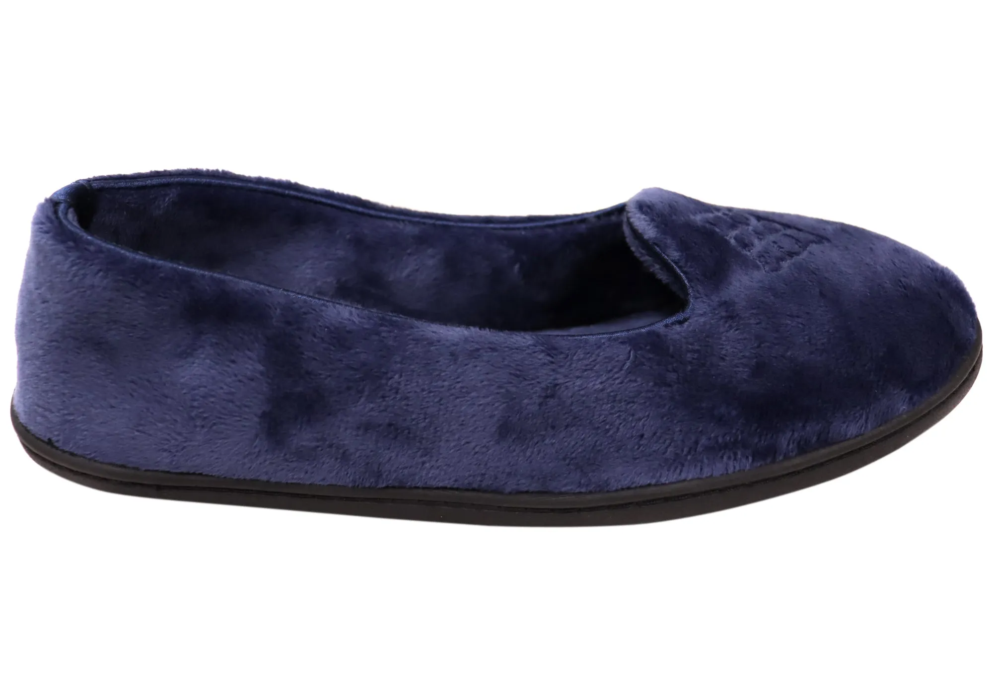 Dearfoams Damen Rebecca Mikrofaser Velours Pantoffeln in weiter Passform Dearfoams Schuhe