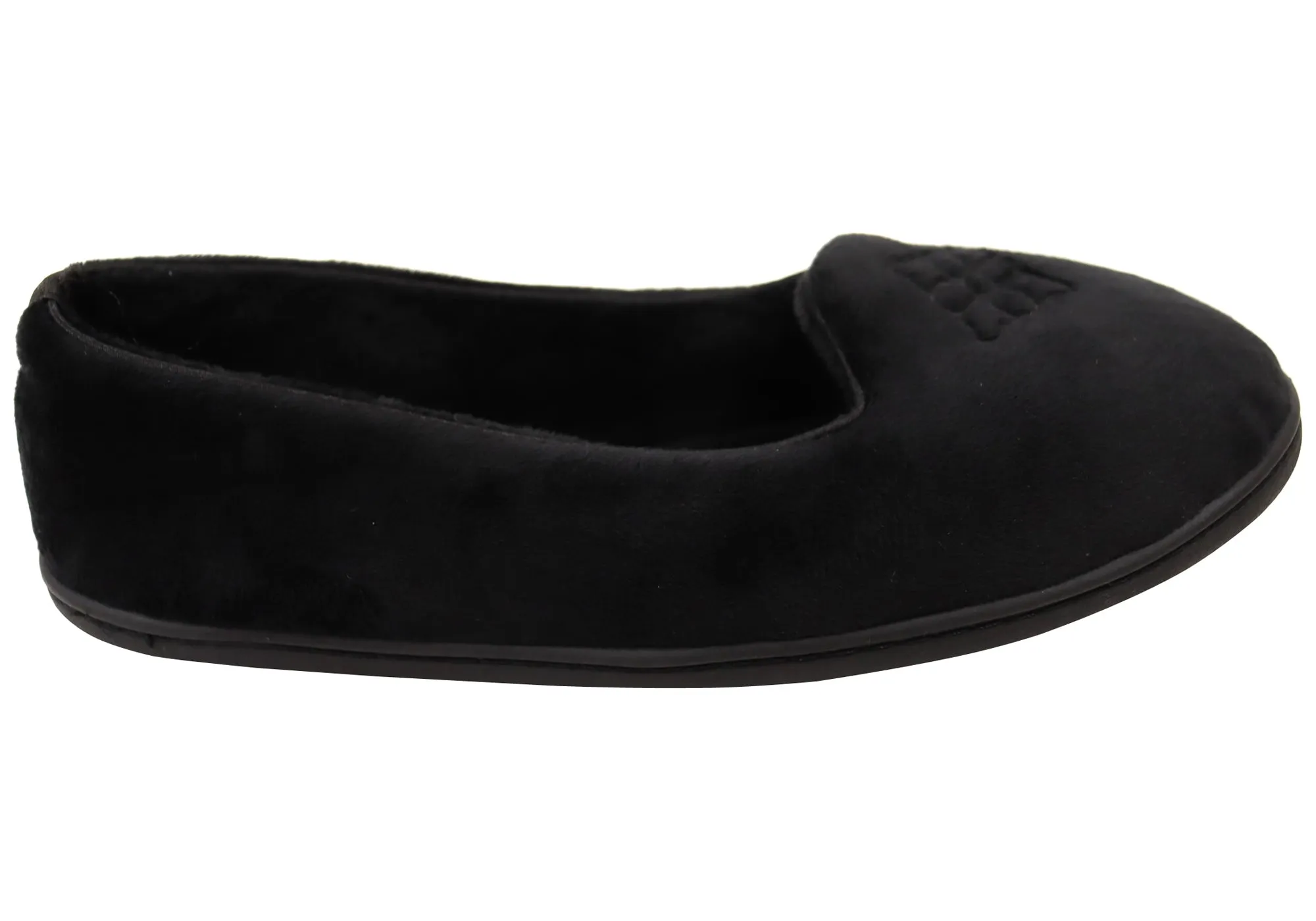 Dearfoams Damen Rebecca Mikrofaser Velours Pantoffeln in weiter Passform Dearfoams Schuhe