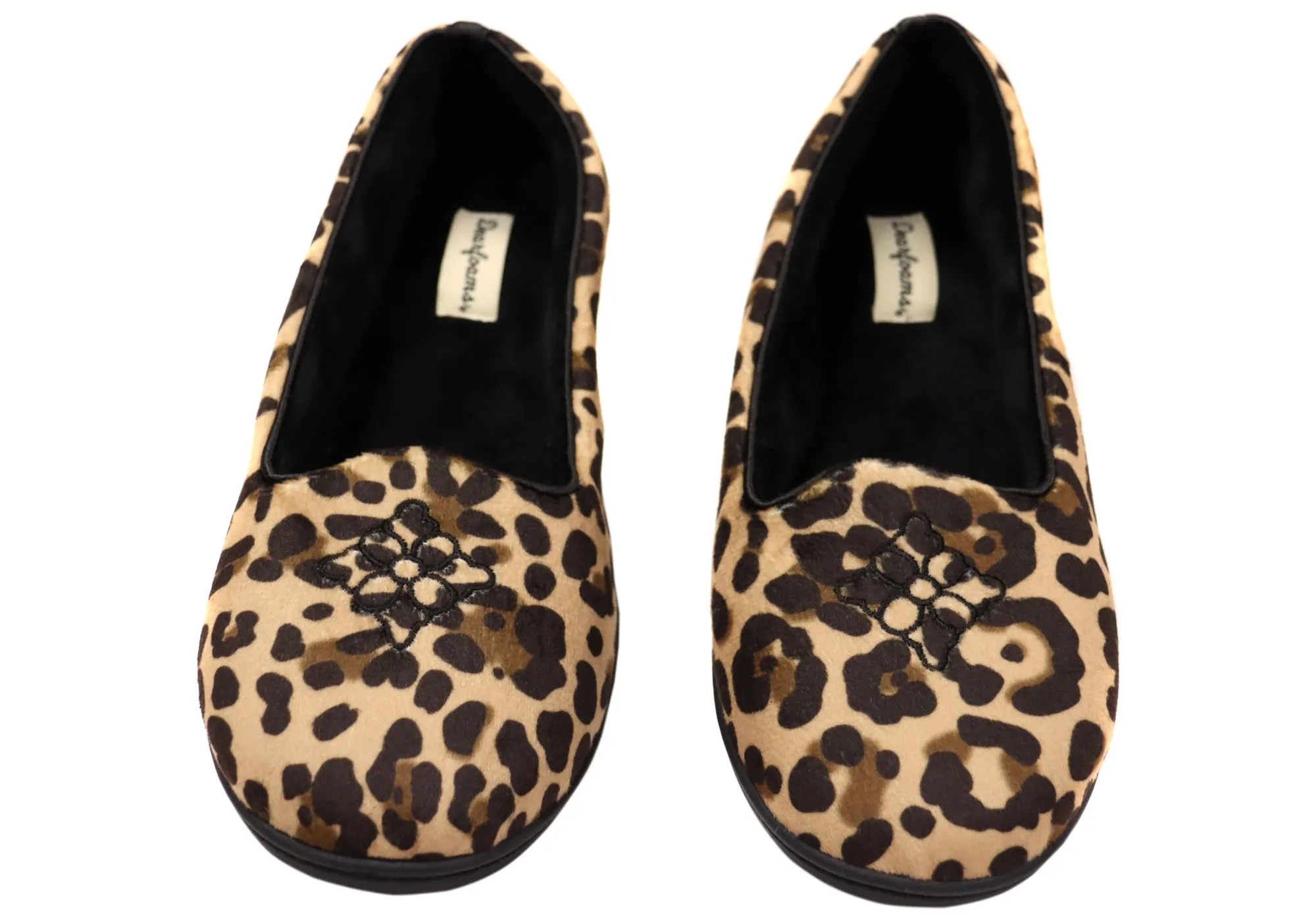 Dearfoams Damen Rebecca Mikrofaser Velours Pantoffeln in weiter Passform Dearfoams Schuhe