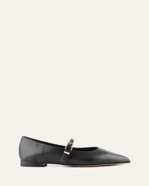 DILARIA FLACHER SCHUH AUS SCHWARZEM LEDER