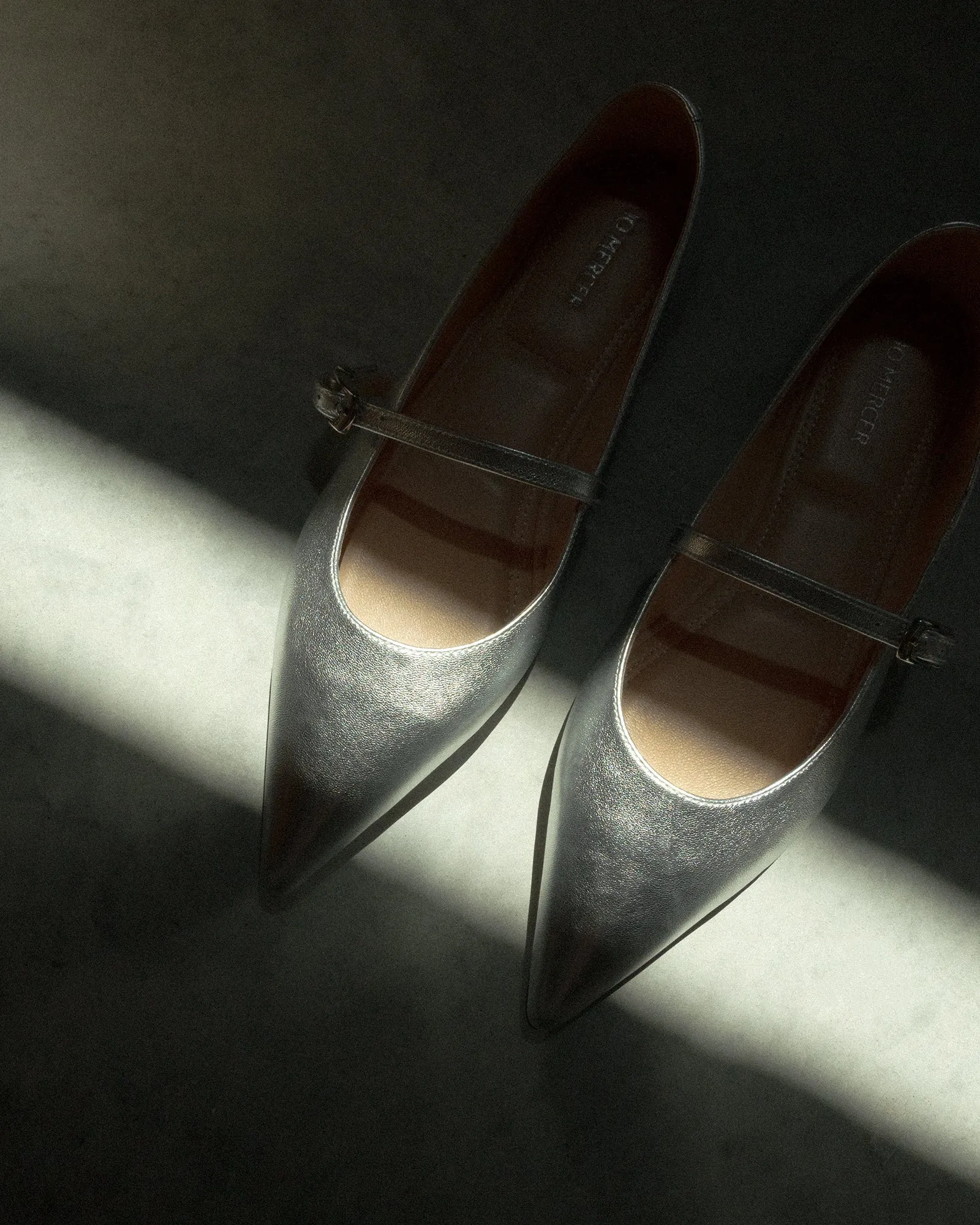 DILARIA FLACHER SCHUH AUS SILBERLEDER