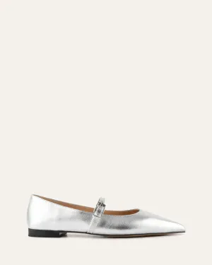 DILARIA FLACHER SCHUH AUS SILBERLEDER