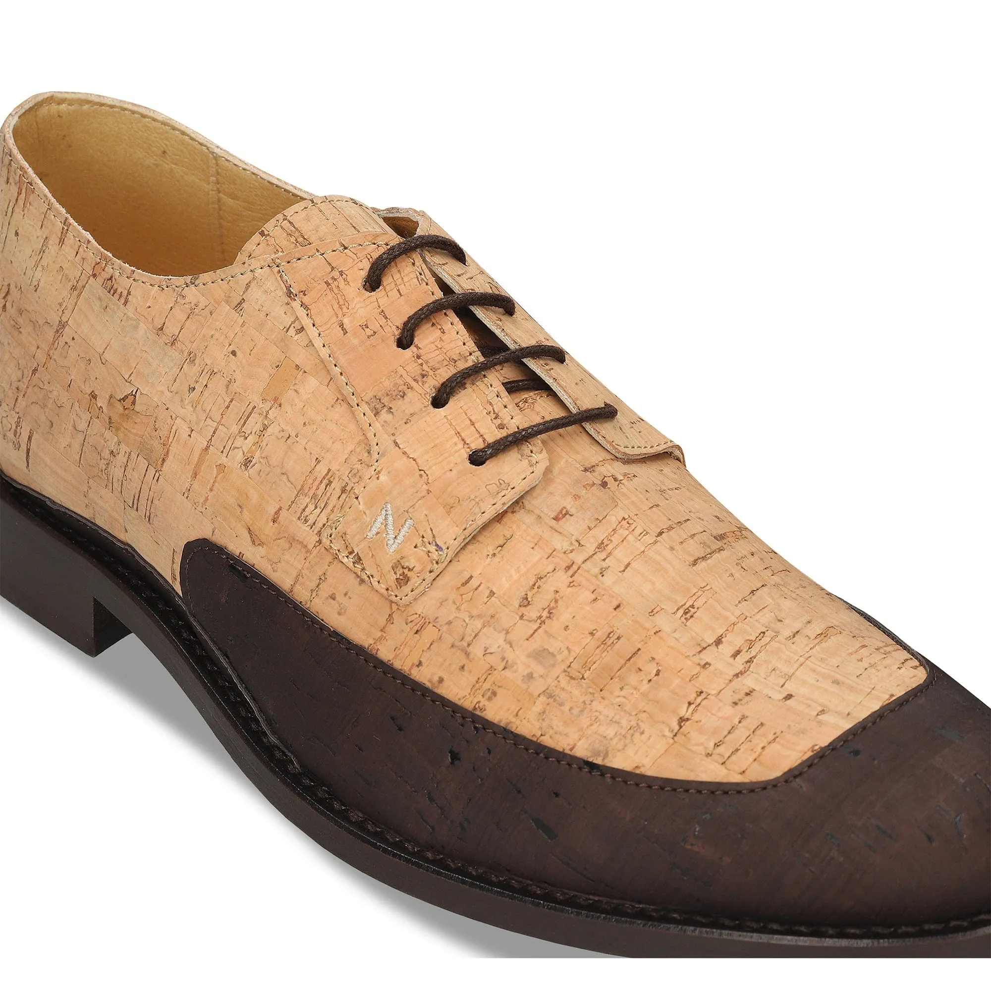 Emil Herren Vegane Kork Derby Schuhe | Braun