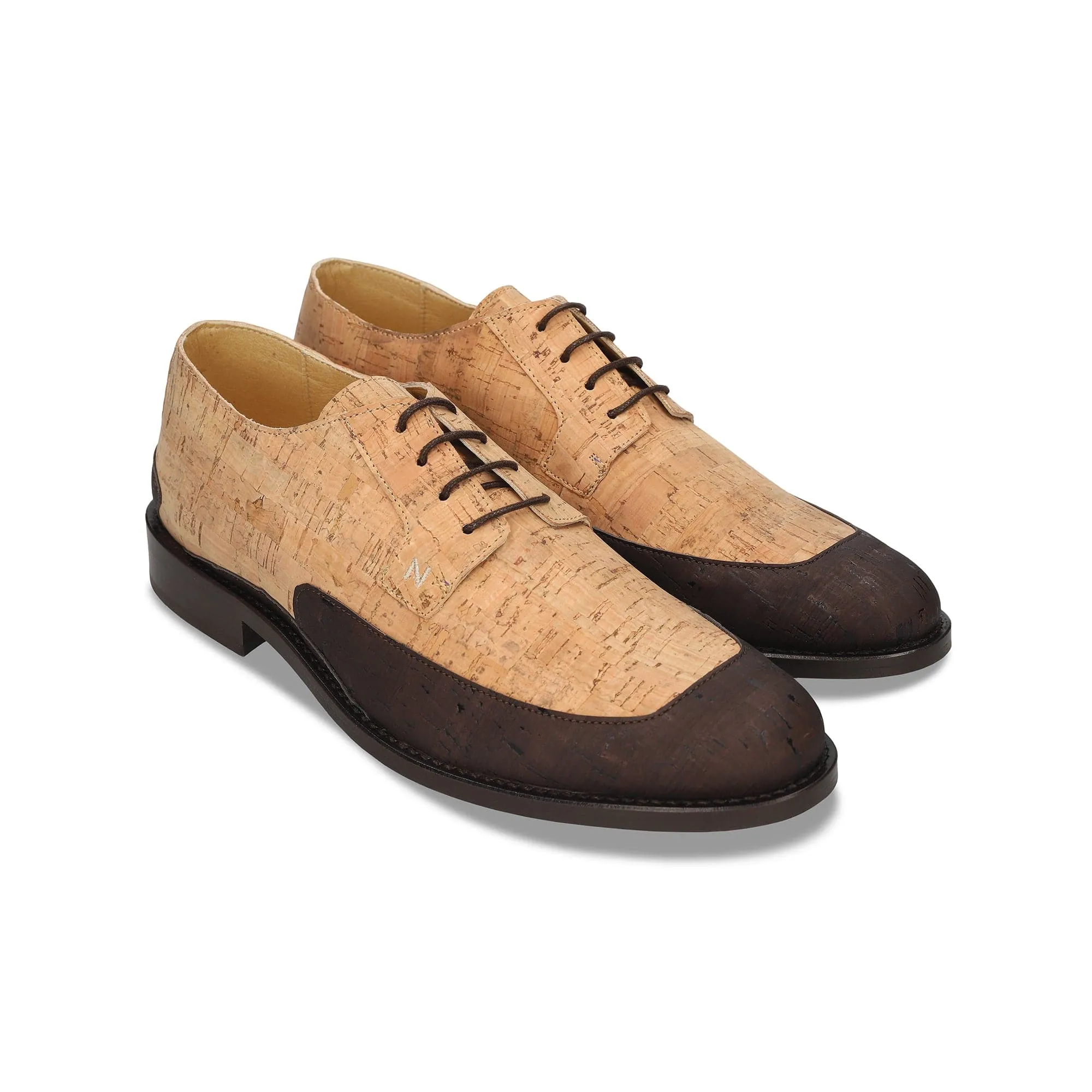 Emil Herren Vegane Kork Derby Schuhe | Braun